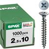 Spax, Viti a testa svasata Z, 2,5 x 10 mm, zincatura galvanizzata, 1000 pz.