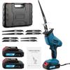 Keleef Sega a sciabola a batteria da 21 V, 0-4000 giri/min, 2 batterie da 2,0 Ah e caricabatterie rapido, 8 lame, luce LED, sega elettrica per legno, metallo e tubi, sega a mano elettrica