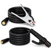 PORFOYO 16 mm², 2,8 + 1,2 m, supporto per elettrodi di saldatura con cavo e morsetto per saldatura, cavo per saldatura, morsetto per saldatura, morsetto per saldatrice da 200 A, per lavori di saldatura