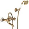 YAEGER Rubinetto Vasca Da Bagno - Antico Ottone Doppia Leva Parete Miscelatore Vasca Da Bagno Doccia, Con Doccetta