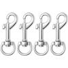 witpine Moschettone girevole Set di 4 ganci a P in metallo argentato con anello rotondo girevole, clip portachiavi, zaino, borsa, guinzaglio per cani e piccole attrezzature
