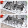 PEBFHSQW Lavello da cucina in acciaio inox 304 60 x 45 cm, lavello piccolo soprapiano con rubinetto, lavabicchieri, tappetino drenante e tagliere scongelante (argento, 80x50x20cm)