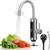 Eirolace Rubinetto elettrico con scaldabagno istantaneo, 3400 W Rubinetto per Acqua Calda e Fredda, Rubinetto Elettrico in Acciaio Inox, girevole a 360°,Display Temperatura LED,rubinetto istantaneo per cucina