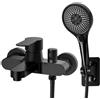 Oupuven Miscelatore Doccia rubinetto Vasca da Bagno con Doccetta Tre Velocità in Ottone con 1.5 m Flessibile Doccia in Acciaio Inox e Supporto Doccetta kit Rubinetto Doccia da Muro Cromato(G 1/2/Nero)