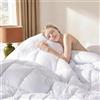 DOWNCOOL Piumone per letto singolo, inserto per piumino, bianco, per tutte le stagioni, piumino leggero, alternativa in piuma, con linguette angolari (bianco, matrimoniale, 150 x 223 cm)