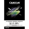Canson Graduate Mix Media Blocco da disegno collato lato corto, A5, 20 fogli neri, sottile 240 g/m