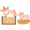 WONDEE Pack Regali Personalizzabile Bambino e Bambina, Targa + Lampada Luce Notturna Personalizzata Unicorno, Regalo Neonato Maschio e Femmina, Regalo Battesimo Bimbo e Bimba, Regali 0 1 2 3 4 5 anni