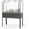 FANTASK Fioriera 3 in 1 con copertura in PE, 112 x 55 x 152 cm, aiuola rialzata con porta arrotolabile, aiuola da giardino in metallo zincato, aiuola per erbe aromatiche per giardino, balcone
