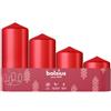 Bolsius Set di 4 candele a pilastro - morbide - per il periodo dell'Avvento - colore rosso - diverse misure 12-10-8-6 cm - Ø48mm - lunga durata - non profumate - con cera vegetale naturale