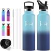 Grsta Borraccia Termica, Bottiglia Termica 1 litro, Senza BPA, per Viaggio | Borraccia Acciaio Inox, Senza Perdite, Doppio Isolamento, Caldo 12 Ore Freddo 24 Ore, Include 6 Cannucce + 1 Spazzola