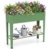 FANTASK Aiuola rialzata, 95 x 31 x 80 cm, aiuola da giardino in metallo con ripiano e fori di drenaggio, fioriera fino a 80 kg, per verdure, frutta, fiori, erbe, per balcone, giardino, terrazza, verde