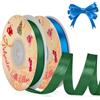 VynyQoo 2 Rotoli da 10mm Largo Nastro Di Raso, Blu e Verde, 22M Lato Singolo Nastro Regalo, Nastri Per Decorazioni, Per Matrimonio, Compleanno, Decorazione Della Torta