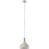 Eglo lampada a sospensione Sabinar, in acciaio e legno con spazzolatura | argentata, colore marrone, attacco E27, diametro 28 cm, certificazione FSC