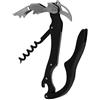 Grunwerg Coltello da cameriere professionale Connoisseur 4 in 1 in acciaio inox nero con cavatappi, apribottiglie, schiaccianoci e tagliacapsule