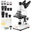 VEVOR Microscopio Ottico Trinoculare 40X-5000X Tavolino Meccanico a 2 Livelli