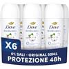 Dove Deodorante Roll On Antitraspirante 0% Sali Original, Uomo e Donna, 6x50ml