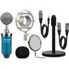 Audibax Dublin 3000 Blu - Microfono a Condensatore da Studio - Include Supporti, Anti-pop e Cavi - Risposta in Frequenza 40 Hz/20 KHz - Microfono con Diagramma Polare Cardioide - Colore Blu