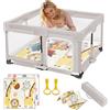 BEBEYA Box pieghevole per bambini con tappetino,120x120cm | Uso Senza Montaggio,Box Neonato con Tappeto Schiuma,Rete Traspirante,Ampio Centro di Attività Interno per 0-36 Mesi Bambin
