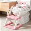 SKYROKU 8899pro, sedile WC per bambini, ragazzi e ragazze, 2 in 1 per imparare a usare il vasino, con paraspruzzi antiscivolo, base stabilizzata a forma di settore (rosa-8899pro)