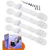 Boxiki Kids Set di cinghie di sicurezza anti-ribaltamento resistenti per mobili a prova di bambino (4 pezzi). Cinghie antisismiche di sicurezza regolabili per la casa. TV ancorata al muro. (Bianca)