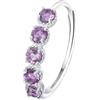 Generico Anello Multipietra In Argento Sterling 925 Per Donna, Con Ametista Naturale, Aperto E Regolabile, Con Fascia Per Dito, Regalo Di Fidanzamento Per Donne E Ragazze.