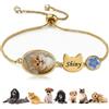 Apeso Bracciale memoriale per animali domestici personalizzato con foto e nome | Bracciale personalizzato con fiore e foto, cane gatto immagine braccialetti, regali di perdita di animali domestici