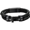 ChainsHouse Bracciale Uomo in Pelle Impermeabile Stile Vichingo con Croce | Chiusura Magnetica, Gioielli Amuleto con Crocifisso Nodo Celtico e Bussola in Acciaio Inossidabile, Lunghezza 19/21/23CM