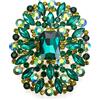 Clearine Donna Stunning Smeraldo Cut Quadrato Marquise Strass Cristalli Cluster Spilla per Matrimonio Party Prom