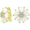 Bling Jewelry Orecchini A Clip A Forma Di Petali Di Cuore Con Pietre Preziose A Forma Di Occhio Di Gatto Romantico Per Donne Placcati In Oro Giallo
