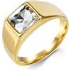 Grewod Anello Uomo Acciaio Inossidabile Pietra di Vetro Misura 17-27, 10mm, Anello Fedine