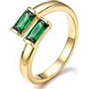 Bestyle Anello Donna Regolabile con Pietre Portafortuna Rettangolare | Anello Donna Aperto con Pietre 12 Mesi Colore Argento/Oro con Zirconia Cubica Regalo per Donna Fidanzamento Anniversario