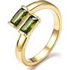 Bestyle Anello Donna Regolabile con Pietre Portafortuna Rettangolare | Anello Donna Aperto con Pietre 12 Mesi Colore Argento/Oro con Zirconia Cubica Regalo per Donna Fidanzamento Anniversario