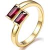 Bestyle Anello Donna Regolabile con Pietre Portafortuna Rettangolare | Anello Donna Aperto con Pietre 12 Mesi Colore Argento/Oro con Zirconia Cubica Regalo per Donna Fidanzamento Anniversario