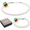Netrox Bracciale e collana di perle - set di gioielli fatti a mano in perle di vetro bianco-collana e braccialetto di perle regolabili-per donna e Uomo - Con Confezione Regalo