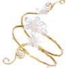 KHASCBNF Bracciale Braccio Superiore Bracciale con polsino di perle imitazione fiore esagerato for le donne, stile fata, giglio, floreale, braccio superiore, braccialetto, gioielli da festa