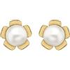 Carissima Orecchini a lobo fiore con perla 7 mm da donna in oro giallo 9 ct