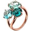 Bronzallure Anello Trilogy Elegante con Prisma Gem Verde, Bronzo Placcato Oro Rosa, Taglio Mosaico, Collezione PREZIOSA