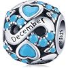 ShiYu Dicembre Birthstone Charms adatta per Pandora Bracciale, 925 argento Sterling Amore Cuore Bead Charms Bead, regali di compleanno per le donne