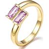 Bestyle Anello Donna Regolabile con Pietre Portafortuna Rettangolare | Anello Donna Aperto con Pietre 12 Mesi Colore Argento/Oro con Zirconia Cubica Regalo per Donna Fidanzamento Anniversario