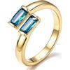 Bestyle Anello Donna Regolabile con Pietre Portafortuna Rettangolare | Anello Donna Aperto con Pietre 12 Mesi Colore Argento/Oro con Zirconia Cubica Regalo per Donna Fidanzamento Anniversario