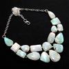 Handmade Collana Handmade Metallo Placcato Argento Cluster Pietra Luna Green Flash 18"