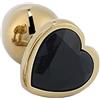 QIJIHE Golden Butt Plug con cristallo a forma di cuore Bump, Anal Plug Set (Small-28mm, Mid-34mm, Large-40mm) Buttplug Metal Anali Plug Giocattoli del sesso per le donne Uomini (nero, S)