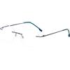 MMOWW Circolare Occhiali da lettura senza cornice Occhiali Lega di Titanio Ultralight Per Uomini e Donne, Occhiali da Computer Aiuto con lenti in Resina (Blu, 3.0)