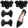 XFSRG 4 Pezzi Fermagli per Scarpe con Fiocco Donna Clip a Farfalla Fibbia | Staccabile Eleganti Fermagli Clip Scarpe Nero da Decorativi per Donna Décolleté Sandali
