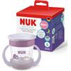NUK Mini Magic Cup Night bicchiere bambini, 6+ mesi, Orso viola, Tazza per bambini 160 ml, bordo antigoccia a 360°, manici antiscivolo, si illumina al buio, confezione da 1 pezzi