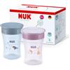 NUK Magic Cup bicchiere bambini, 8+ mesi, Blu e lilla, Tazza per bambini 230 ml, bordo antigoccia a 360°, confezione da 2 pezzi