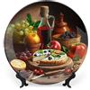 Gokays Piatti decorativi da appendere alla parete, per pittura di vino, frutta e pizza, piatto in ceramica, piatto oscillante con espositore, decorazione per la casa per mobili da cucina, vassoio