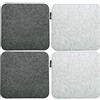 DuneDesign 4 Cuscini di Feltro per Sedie 35x35cm Quadrato 8mm Bicolore Grigio