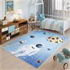 TAPISO Emma Tappeto Gioco Bambini Sala Giochi Cameretta Stanza Bambini Stampato Morbido Blu Spazio Astronauta Antiscivolo Lavabile in Lavatrice 120 x 170 cm