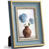 Afuly Vintage Cornice Foto 10x15 cm Retrò Blu Oro Decorativa Cornici Foto | Da parete o da tavolo, Orientamento libero, Vetro ad alta trasparenza, Pronta da appendere, Parete Famiglia Genitori Regalo